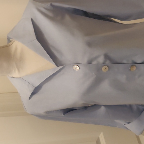 New!Foxcroft Pandora 3/4 sleeves Non-Iron Cotton Shirt sz 10 blue wave - Picture 4 of 11